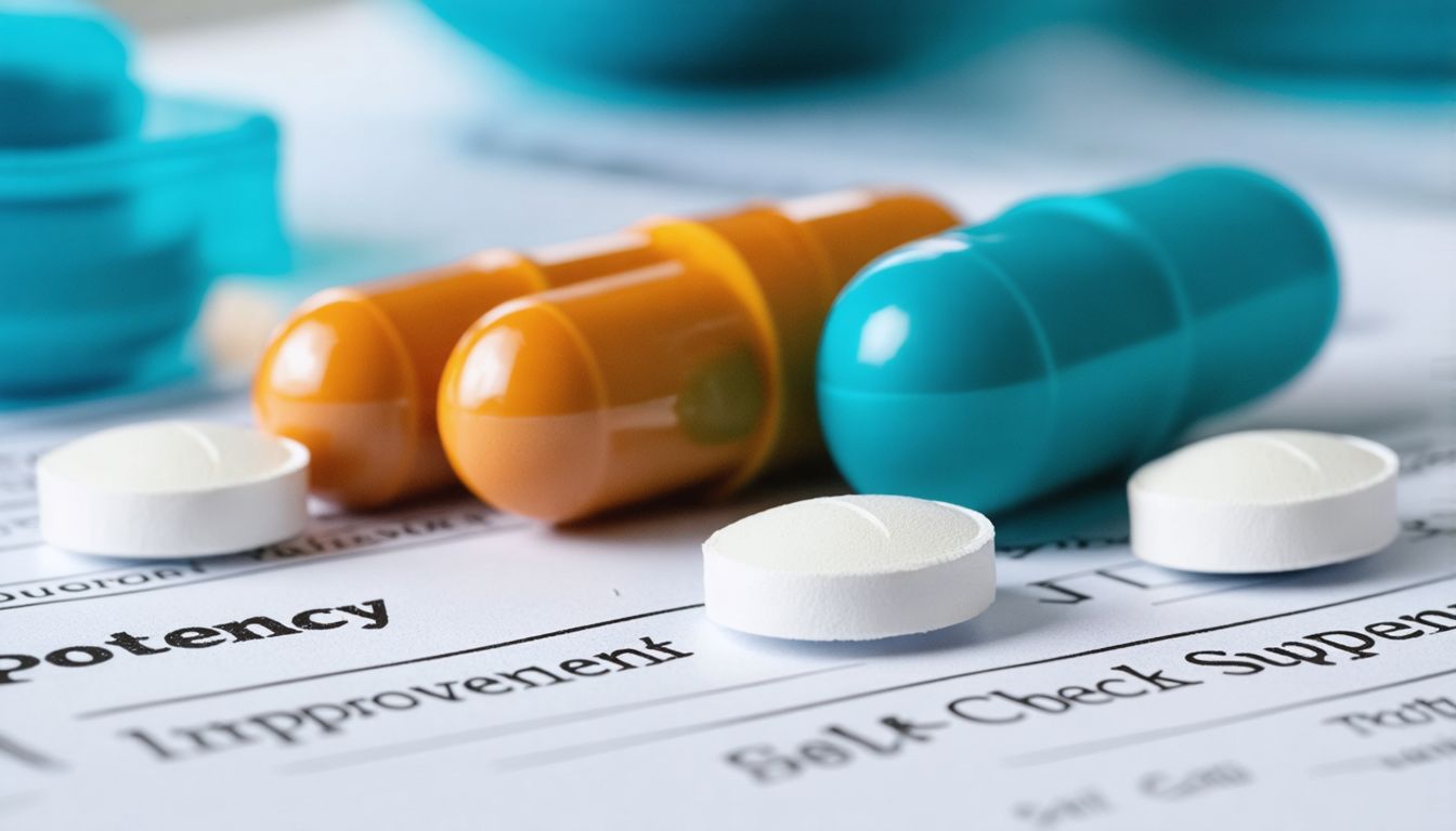 Man reviewing a self-check questionnaire about potency improvement supplements on a medical website